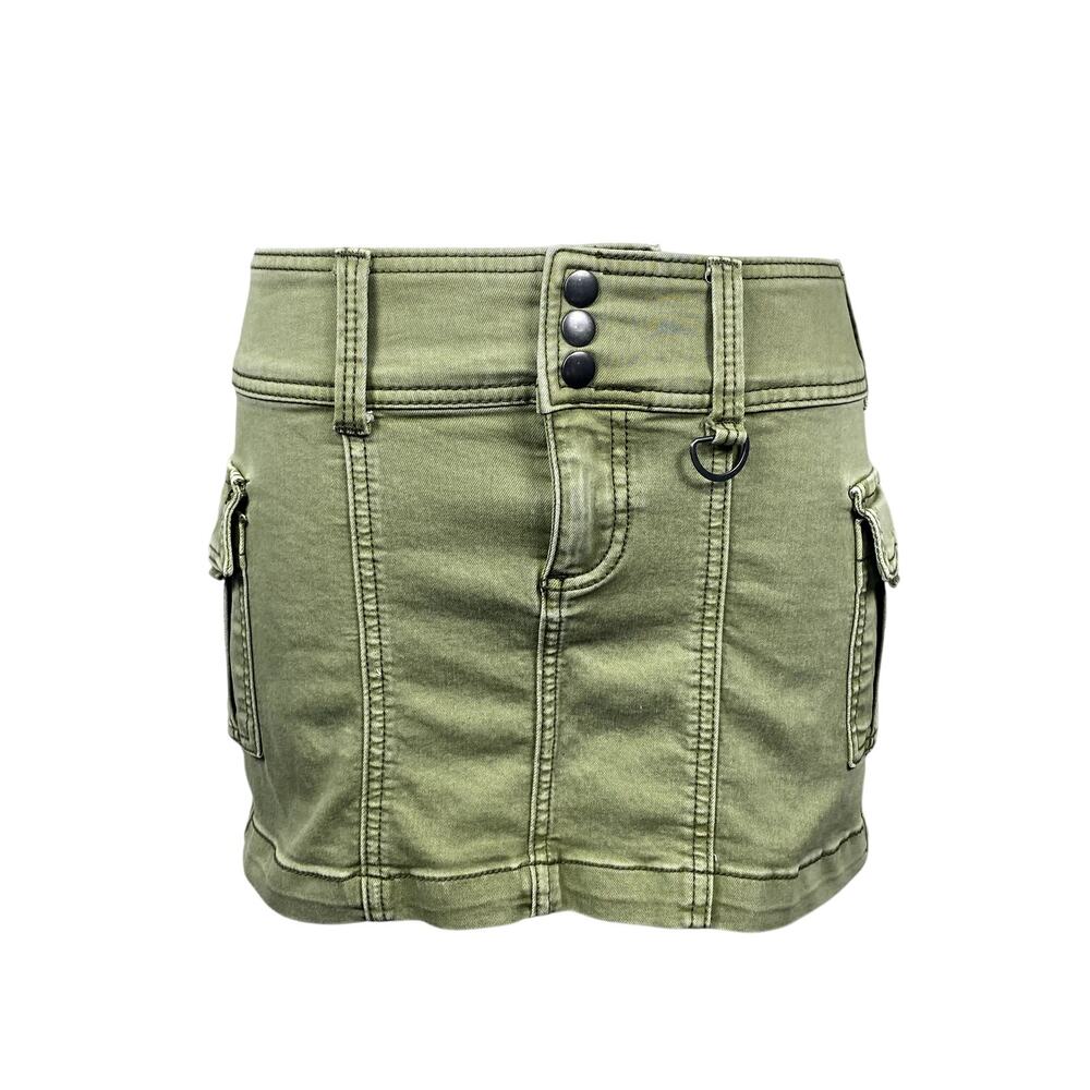 Urban Outfitters Cargo Utility Olive Green Mini Skirt Grunge Pencil Size Small